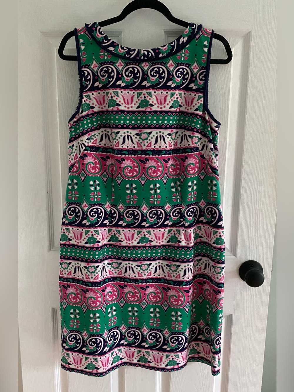 Talbots Green, Pink & Navy Printed Sleeveless Shift Dress